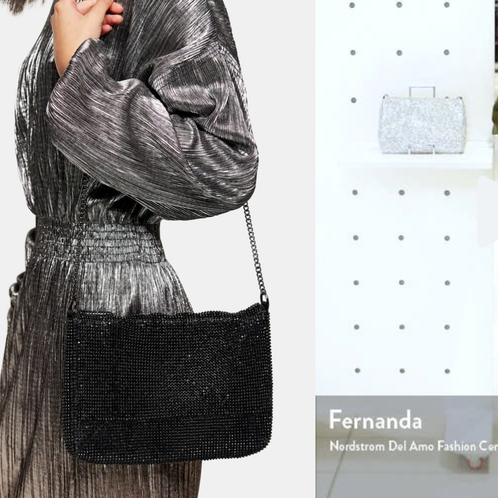 TOPSHOP CHARM CLUTCH IN SILVER